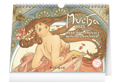 Stolní kalendář Alfons Mucha 2025, 30 × 21 cm