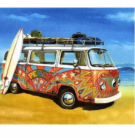 Malování podle čísel na plátno Autobus Wolkwagen, 30x40 cm