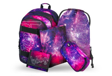 BAAGL 5 SET Skate Galaxy: batoh, penál, sáček, desky, peněženka
