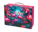 BAAGL Skládací školní kufřík Plameňáci s kováním
