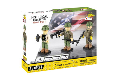 Cobi 2058, 3 figurky vojáků s doplňky D-DAY, 33 kostek
