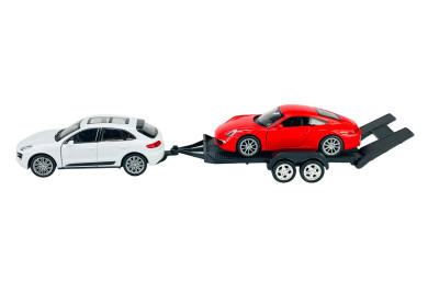 Welly Trailer set Porsche Macan, Porsche 911, 1:34