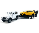 Welly Trailer set LR Defender, Renault Clio, 1:34