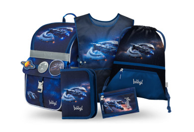 BAAGL SET 5 Zippy Vesmírná Loď: aktovka, penál, sáček, zástěra, peněženka