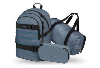 BAAGL SET 3 Skate Dust Blue: batoh, penál, sportovní taška