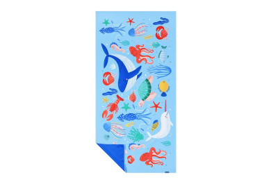 Spokey KIDDY Rychleschnoucí sportovní ručník, 80x160cm, mořský svět