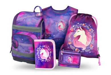BAAGL SET 5 Zippy Plus Kůň: aktovka, penál, sáček, zástěra, peněženka