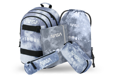 BAAGL 5 SET Skate NASA Grey: batoh, penál, pouzdro, sáček, desky