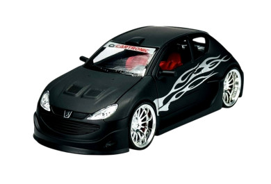Welly MOQ Peugeot 206 tuning, mat Black 1:24