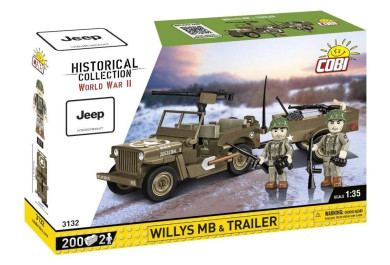 Cobi 3132 II WW Willys MB s přívěsem, 1:35, 200 kostek