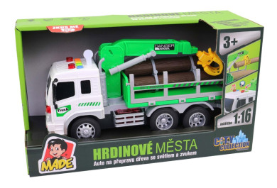 Made Auto na přepravu dřeva, na baterie se světlem a zvukem, 26cm