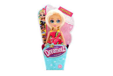 Dreameez mini panenka v kornoutku, blondýna s růžovými šaty