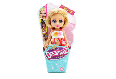 Dreameez mini panenka v kornoutku, blondýna s květovanými šaty