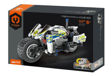 Stavebnice iM.MASTER policejní motorka na zpětné natažení, 193 dílků