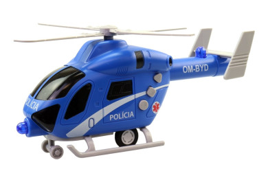 Made Vrtulník policejní SK na setrvačník, na baterie se světlem a zvukem, 20 cm