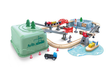 Hape Vláčkodráha set v boxu, Přístaviště