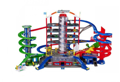 Majorette Garáž Super City, 6 autíček a vlak