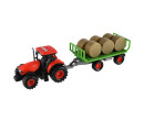 Traktor Zetor s vlekem a balíky, setrvačník, zvukové a světelné efekty, 36 cm
