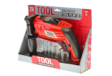 Aku Vrtačka na baterie s doplňky, červená, 22 cm