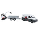 Kids Globe Traffic VW Transporter s přívěsem a minibagrem na zpětný chod, 27cm