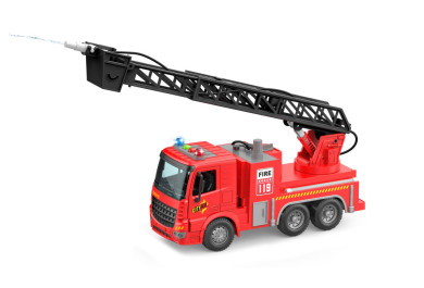 Auto hasičské s žebříkem stříkající vodu, světelné efekty 30 cm