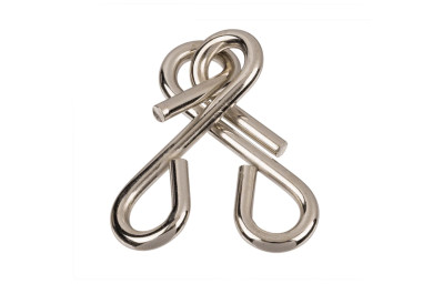 Kovový hlavolam dvojitý uzel v retro krabičce