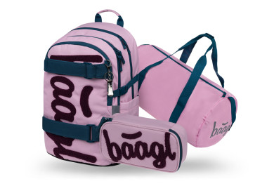 BAAGL SET 3 Skate Rose: batoh, penál, sportovní taška GRS