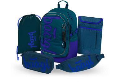 BAAGL SET 5 Core Logo modrý: batoh, penál, sáček, ledvinka, obal na notebook GRS