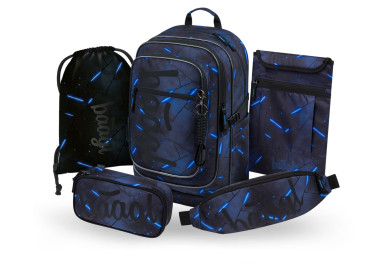 BAAGL SET 5 Cubic Flash: batoh, penál, sáček, ledvinka, obal na notebook GRS