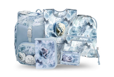 BAAGL SET 5 Airy Polar: batoh, penál, sáček, zástěra, peněženka GRS