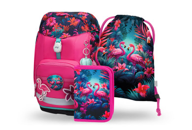 BAAGL SET 3 Airy Plus Plameňáci: batoh, penál, sáček