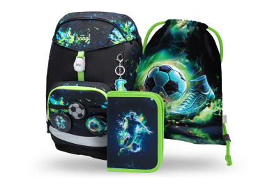 BAAGL SET 3 Airy Plus Fotbal: batoh, penál, sáček