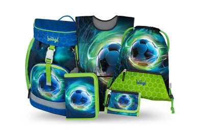 BAAGL SET 5 Airy Fotbal Míč: batoh, penál, sáček, zástěra, peněženka