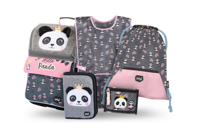 BAAGL SET 5 Zippy Panda: aktovka, penál, sáček, zástěra, peněženka