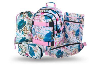 BAAGL SET 5 Skate Leafs: batoh, penál, sáček, ledvinka, obal na notebook