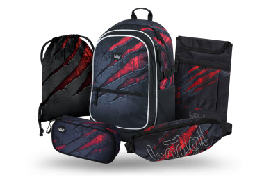 BAAGL SET 5 Core Láva: batoh, penál, sáček, ledvinka, obal na notebook