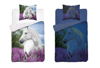 Povlečení bavlna svítící - Bílý kůň, 140x200, 70x80cm