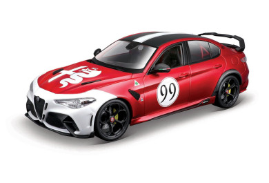 Bburago Alfa Romeo Giulia GTAm, červeno-bílá metalíza, 1:18