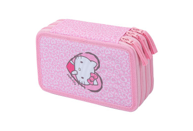 BAAGL Školní penál třípatrový Hello Kitty Sweet Leopard GRS