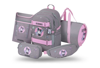 BAAGL SET 5 Skate Kuromi Grey: batoh, penál, sportovní taška, ledvinka, obal na notebook GRS