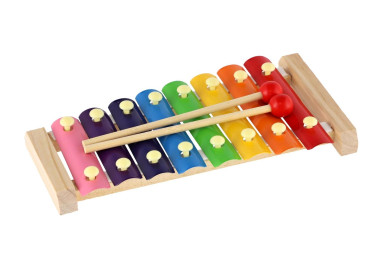 Xylofon s paličkami, dřevo a kov - 24cm