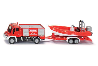 SIKU Blister - požární vozidlo Unimog s člunem