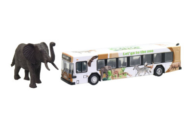 Made Bílý autobus safari se zvířátkem, 24cm