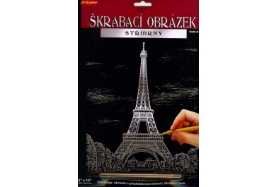 ArtLover škrabací obrázek stríbrný 25x20 cm -  Eiffelova Věž