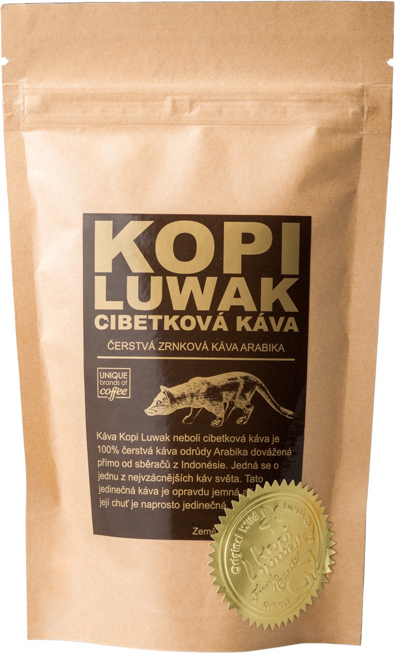Kopi Luwak cibetková káva Arabika 50 g, zrnková
