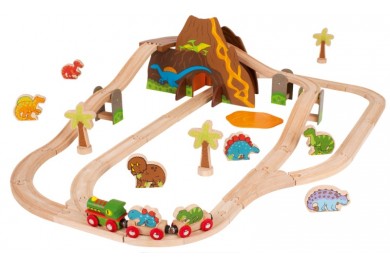 Bigjigs Rail dřevěná dinosauří vláčkodráha, 49 dílků