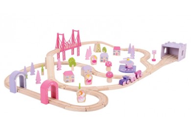 Bigjigs Rail Velká dřevěná vláčkodráha pro holky - princezny