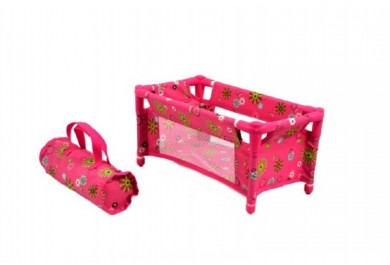 Teddies Skládací postýlka pro panenky, Růžová 43x23x20cm 