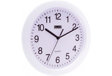 Balance Nástěnné plastové hodiny, Bílé 25 cm