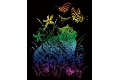 Royal Langnickel škrabací obrázek duhový, Kočka - 25x20 cm